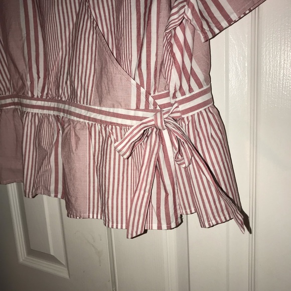 🎀HP🎀MADEWELL • stripe ruffle hem wrap top - Picture 4 of 8